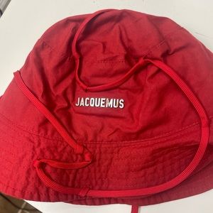 Small Red Jacquemus Rope Bucket Hat.